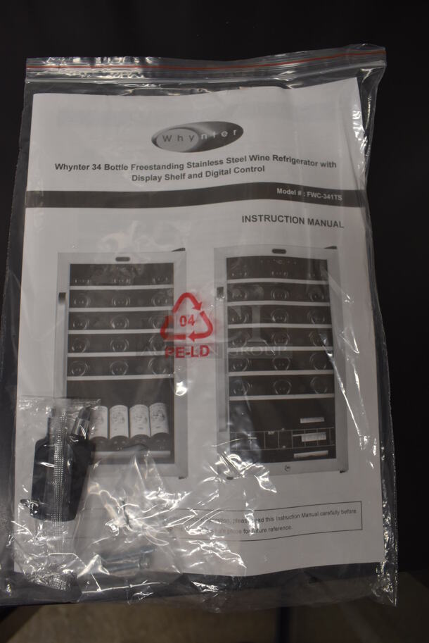BRAND NEW SCRATCH AND DENT! Whynter FWC-341TS Stainless Steel Commercial Wine Chiller Merchandiser. 115 Volts, 1 Phase. 19x18.5x32. Tested and Working! - Image 6 of 6