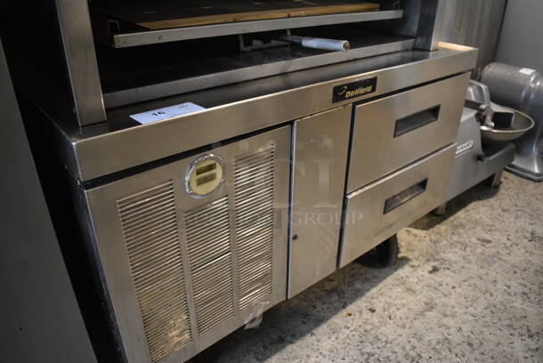 Delfield Stainless Steel Commercial 2 Drawer Chef Base on Commercial Casters. 39.5x31x26. Cannot Test Due To Cut Power Cord - Image 5 of 5