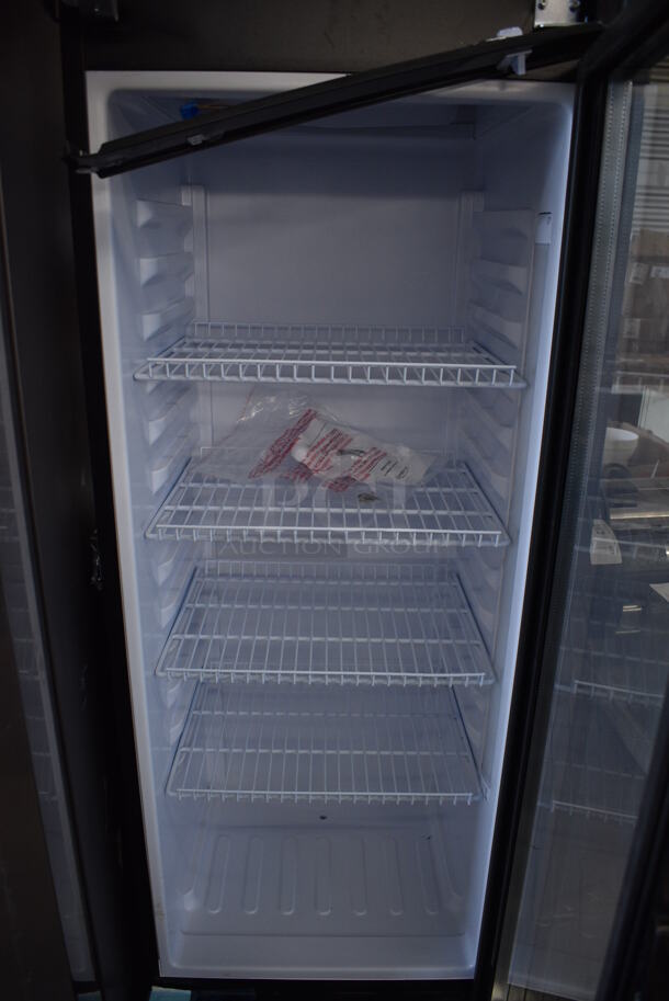 BRAND NEW SCRATCH AND DENT! KoolMore Model MDR-9CP Metal Commercial Single Door Reach In Cooler Merchandiser w/ Poly Coated Racks. 115 Volts, 1 Phase. 21x21x69. Tested and Working! - Image 4 of 8