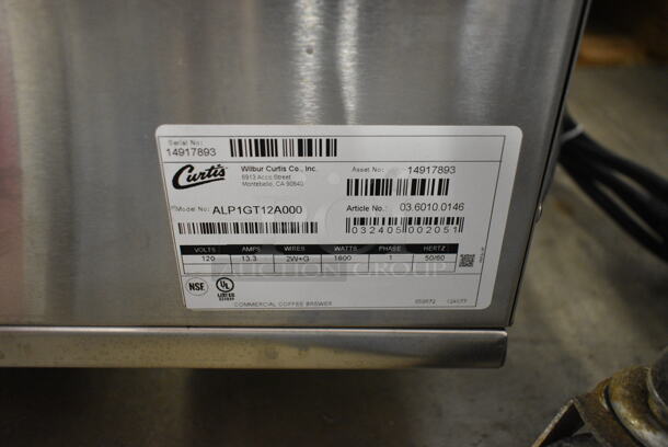BRAND NEW SCRATCH AND DENT! Curtis ALP1GT12A000 Stainless Steel Commercial 12 Cup Coffee Brewer w/ Hot Water Dispenser and Metal Brew Basket. 120 Volts, 1 Phase.  - Image 5 of 5