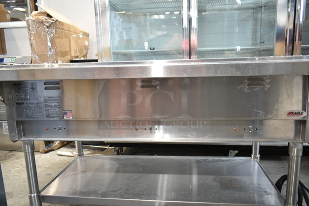 LIKE NEW! Eagle SPHT3-240-3 Stainless Steel Commercial Floor Style 3 Bay Steam Table w/ Under Shelf and Commercial Casters. 240 Volts, 1 Phase. - Image 4 of 7
