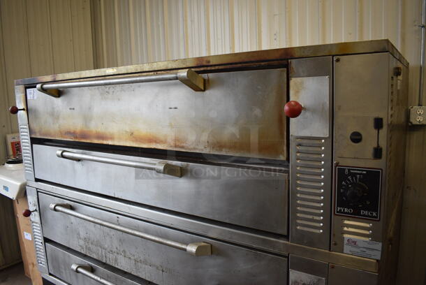 2 Garland Model GPD60 Stainless Steel Commercial Natural Gas Powered Single Deck Pizza Ovens w/ Cooking Stones on Metal Legs. 122,000. 81x49x64. 2 Times Your Bid! - Image 3 of 12