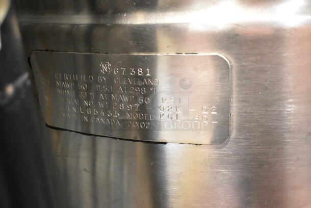 Cleveland KGL 80 Stainless Steel Commercial Floor Style 80 Gallon Steam Kettle. Appears To Be Direct Steam - Image 6 of 6