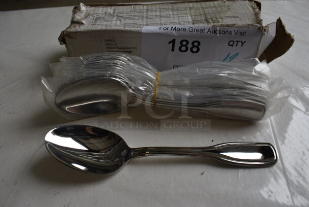 12 BRAND NEW IN BOX! Winco 0033-01 Stainless Steel Oxford Teaspoons. 6.5