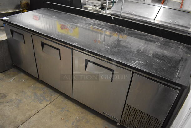 2017 True TUC-93 ENERGY STAR Stainless Steel Commercial 3 Door Work Top Cooler w/ Stone Countertop. 115 Volts, 1 Phase. 94x34x41. Tested and Working! - Image 2 of 8