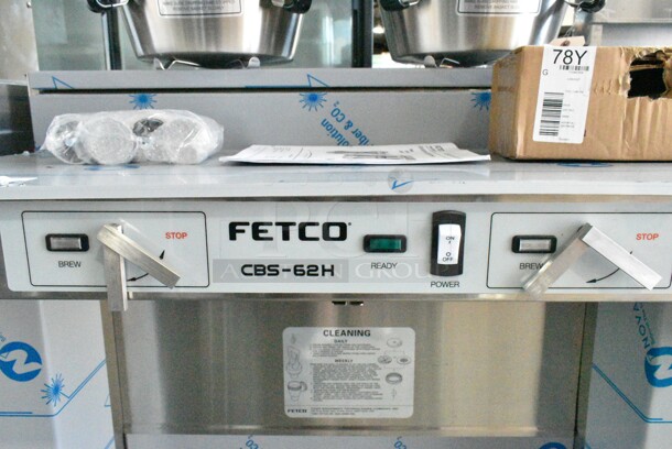 BRAND NEW SCRATCH AND DENT! Fetco CBS-62H C62046 Stainless Steel Twin Automatic Coffee Brewer w/ Hot Water Dispenser and 2 Metal Brew Baskets. No Satellite Server. 120/208-240 Volts, 1 Phase. - Image 9 of 12