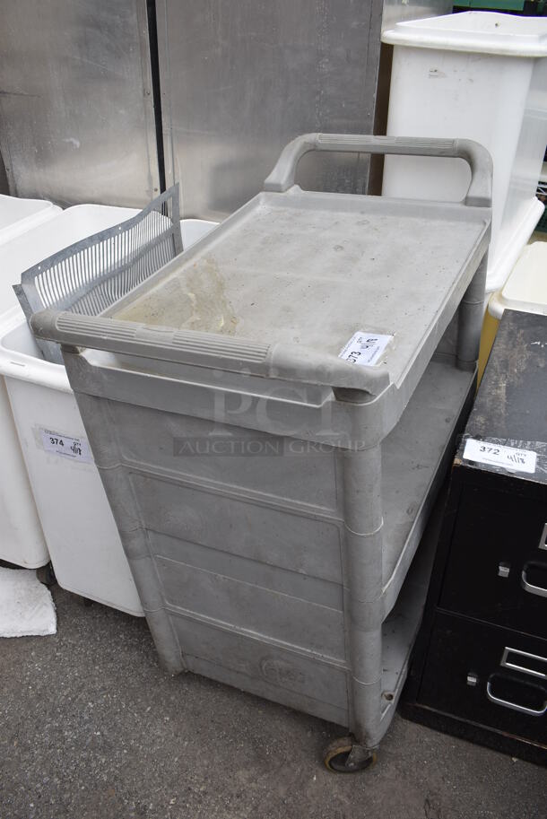 Gray Poly 3 Tier Cart on Commercial Casters. Missing Caster. - Image 1 of 2