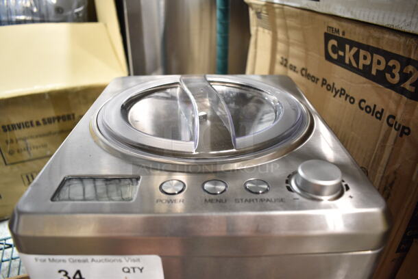 BRAND NEW SCRATCH AND DENT! Waring WCIC25 Stainless Steel Commercial Countertop Ice Cream Maker. 110-120 Volts, 1 Phase.  - Image 4 of 6