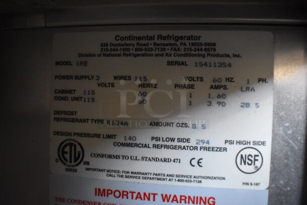 Continental 1RE Stainless Steel Commercial Single Door Reach In Cooler on Commercial Casters. 115 Volts, 1 Phase. 29x34x82. Tested and Working! - Image 6 of 6