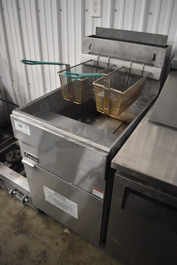 Pantin Stainless Steel Commercial Natural Gas Powered Floor Style Deep Fat Fryer w/ 2 Metal Fry Baskets. 21x31x48 - Image 3 of 6