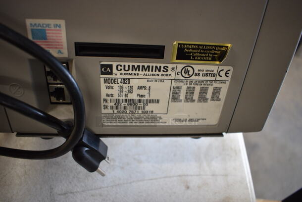 Cummins Model 4020 Countertop Bill Counting Machine. 10x12x9. Tested and Working! - Image 5 of 5