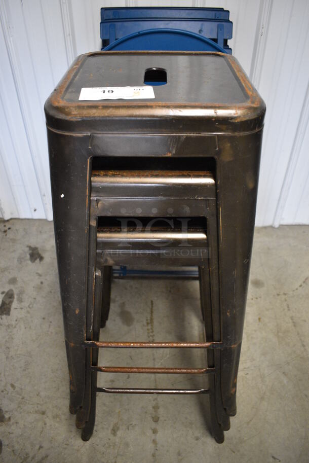 3 Metal Tolix Bar Stools. 16x16x30.5