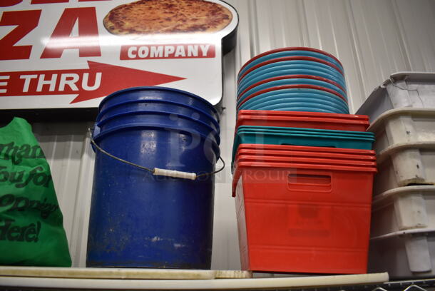 ALL ONE MONEY! Tier Lot of Various Items Including 5 White Dough Bins, Poly Baskets and Cutting Boards - Image 3 of 5