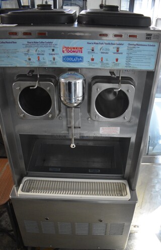 Taylor Model 342D-27 Stainless Steel Commercial Floor Style Air Cooled 2 Flavor Frozen Beverage Machine w/ Drink Mixer Attachment on Commercial Casters. 208-230 Volts, 1 Phase. 26x34x60
