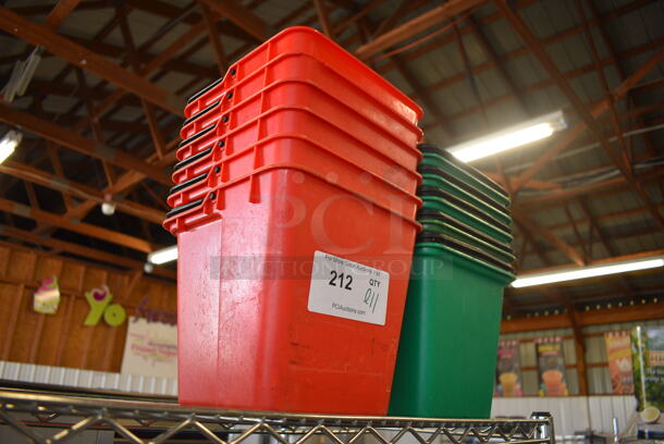 ALL ONE MONEY! Lot of 11 Poly Buckets; 6 Red and 5 Green. 8x8x8 - Image 2 of 3
