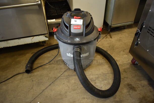 Shop Vac SC16-SQ550 Black Poly Wet Dry Vacuum Cleaner. 120 Volts, 1 Phase. Tested and Working!