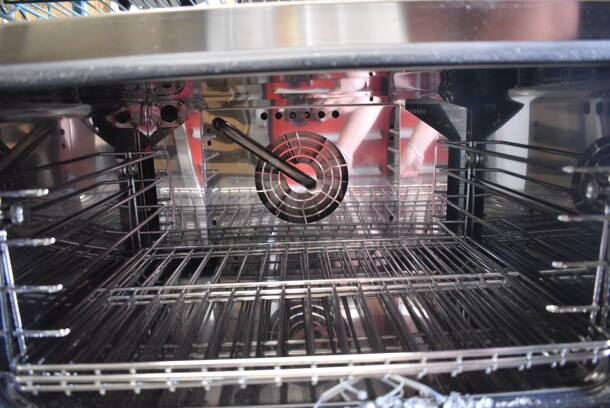 BRAND NEW SCRATCH AND DENT! 2023 Cooking Performance Group CPG 351COHT3A Stainless Steel Commercial Electric Thermostatic Countertop 3 Tray Half Size Convection Oven with Steam Injection. See Pictures For Broken Glass. 120 Volts, 1 Phase. Tested and Powers On But Does Not Get Warm - Image 6 of 8