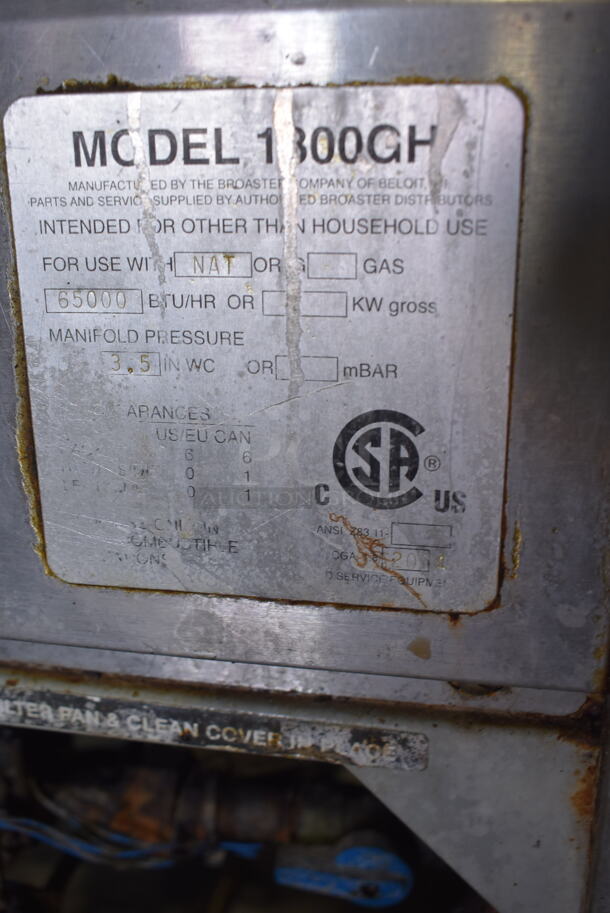 Broaster 1800GH Stainless Steel Commercial Floor Style Natural Gas Powered Pressure Fryer. 65,000 BTU. 18x34x47 - Image 4 of 7