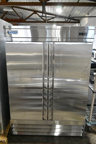 BRAND NEW SCRATCH AND DENT! 2024 Avantco 178SS2FHC Stainless Steel Commercial 2 Door Reach In Cooler w/ Poly Coated Racks. 115 Volts, 1 Phase. Tested and Does Not Power On