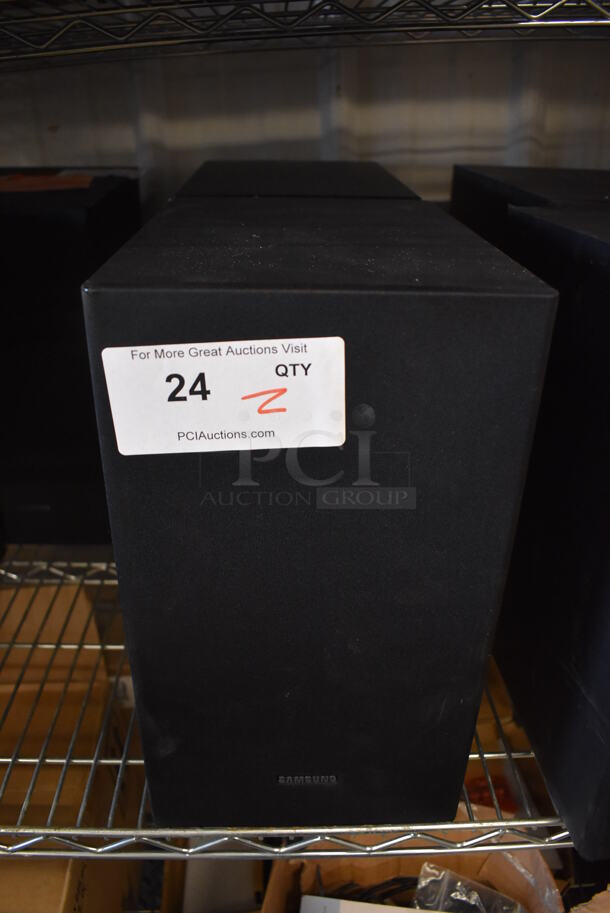 2 Samsung PS-WT55D Subwoofer Speakers. 110-120 Volts, 1 Phase. 8x11.5x14. 2 Times Your Bid!