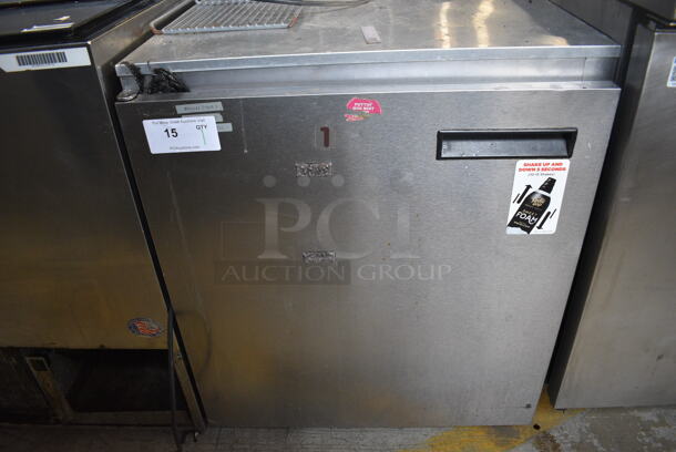 Delfield Model 406CA-DHL-DD1 Stainless Steel Commercial Single Door Undercounter Cooler on Commercial Casters. 115 Volts, 1 Phase. 27x28x32. Tested and Working!