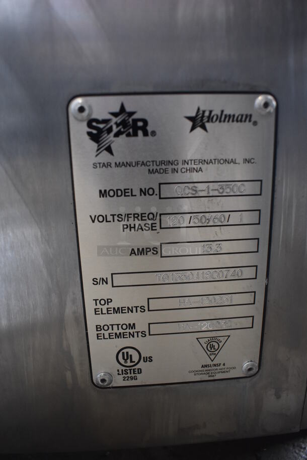 Star Holman QCS-1-350C Stainless Steel Commercial Countertop Electric Powered Conveyor Oven. 120 Volts, 1 Phase. 14x17x13. Tested and Working! - Image 5 of 5