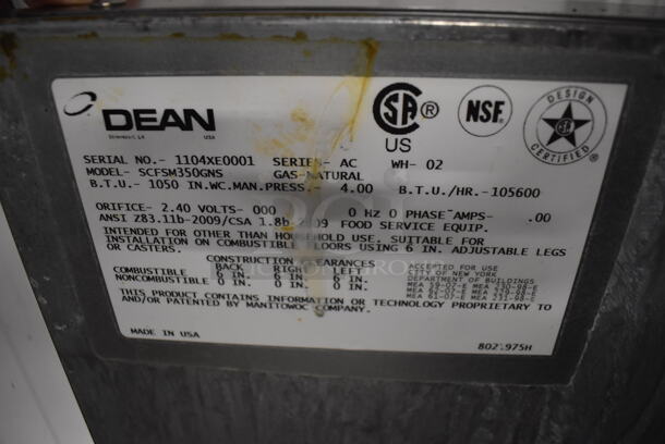 2011 Dean SCFSM350GNS Stainless Steel Commercial Floor Style Natural Gas Powered 3 Bay Deep Fat Fryer w/ 6 Metal Fry Baskets and Filtration System on Commercial Casters. 105,600 BTU. 47x30x51 - Image 11 of 11