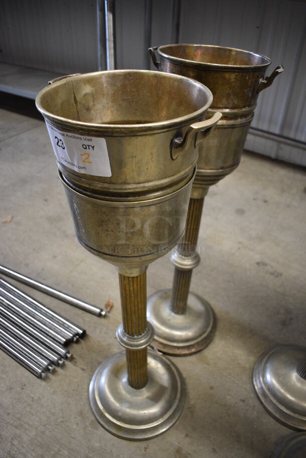 2 Grand Silver Co. Wear-Brite Champagne Buckets on Stands. 10.5x8.5x31. 2 Times Your Bid! - Image 2 of 4