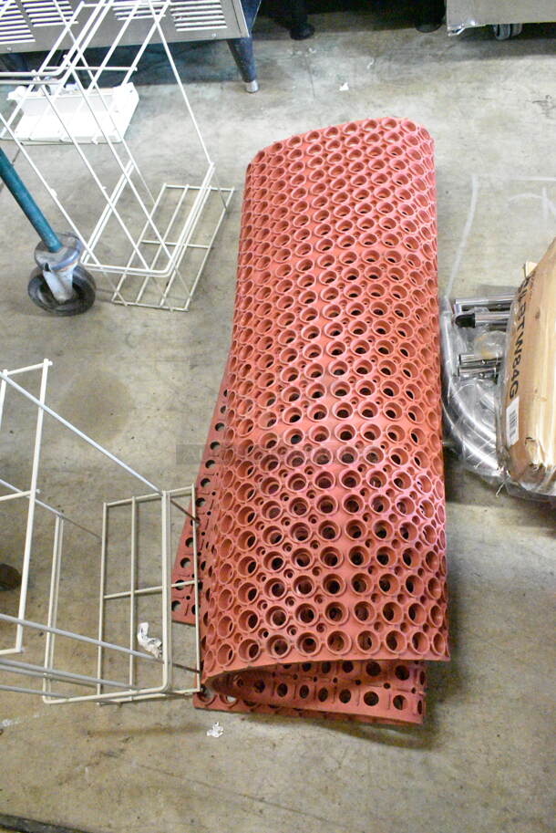 ALL ONE MONEY! Lot of Orange Anti Fatigue Floor Mat, Clear Lids and White Racks.  - Image 8 of 9