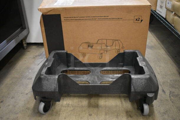 5 BRAND NEW IN BOX! Rubbermaid Black Poly Trash Can Dolly on Commercial Casters. 25x14x9. 5 Times Your Bid!