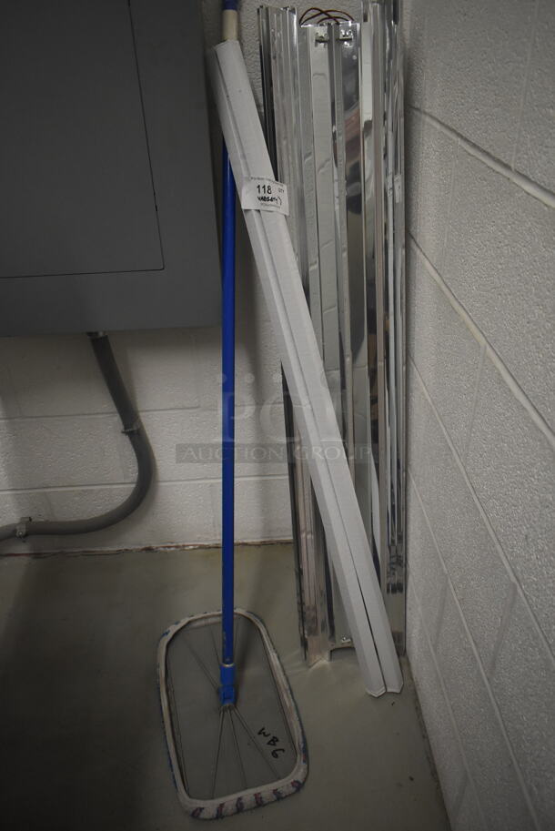 ALL ONE MONEY! Lot of Metal Pieces and Flat Mop. BUYER MUST REMOVE. - Image 1 of 2