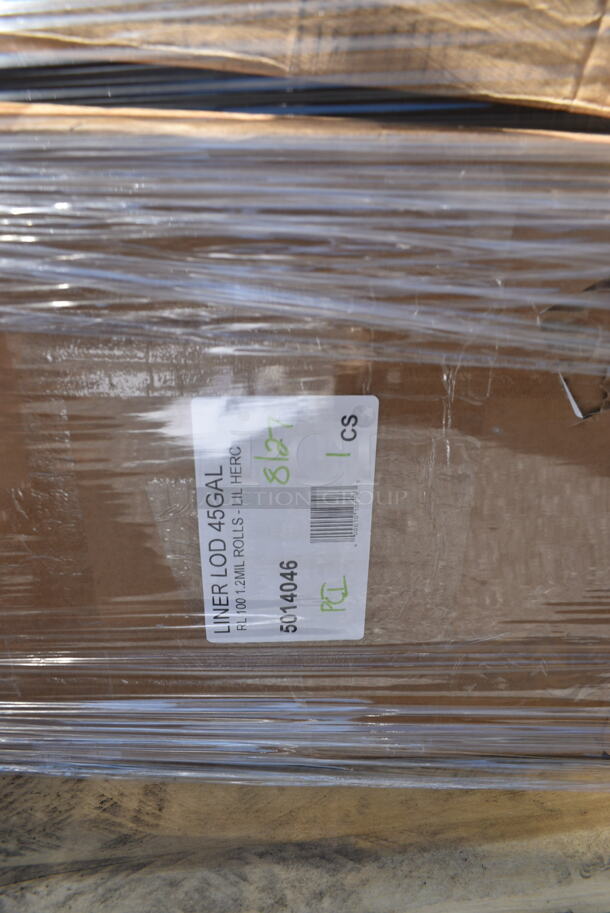PALLET LOT of 35 BRAND NEW Boxes Including 500TO993C Choice 9" x 9" x 3" Microwaveable 3-Compartment Black / Clear Plastic Hinged Container - 100/Case, 2 box 127RD8BULK Choice 8 oz. Customizable Microwavable Translucent Round Deli Container - 500/Case, 795PTOKFT8 Choice Kraft Microwavable Folded Paper #8 Take-Out Container 6" x 4 3/4" x 2 1/2" - 300/Case, 966UPWIDEKF1-500 OneUp by Choice Kraft 1-Ply Wide Interfold 6 1/2" x 8 1/2" Dispenser Napkin - 6000/Case, 5014046 Lavex Pro 45 Gallon 3 Mil 40" x 46" Low Density Heavy-Duty Industrial Contractor Black Trash Bag / Can Liner - 50/Case, 127CH32 Choice 32 oz. Clear RPET Hinged Deli Container - 200/Case, 127DM12BULK Choice 12 oz. Ultra Clear PET Plastic Round Deli Container - 500/Case, 433NHT101 Choice 1/6 Standard Size White "Thank You" Standard-Duty Plastic T-Shirt Bag - 700/Case, 3 Box Inteplast Group PB060315H Get Reddi 6" x 3" x 15" Heavy Duty Plastic Food Bag - 1000/Case, 9991LBCBWWH Choice 4 1/4" x 9 3/4" 1 lb. White Customizable Tin Tie Cookie / Coffee / Donut Bag with Window - 100/Pack. 35 Times Your Bid!  - Image 9 of 12