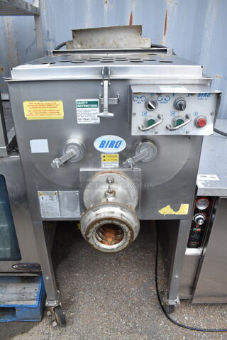 Biro 8325 Stainless Steel Commercial Floor Style Meat Mixer Grinder on Commercial Casters. 208 Volts.