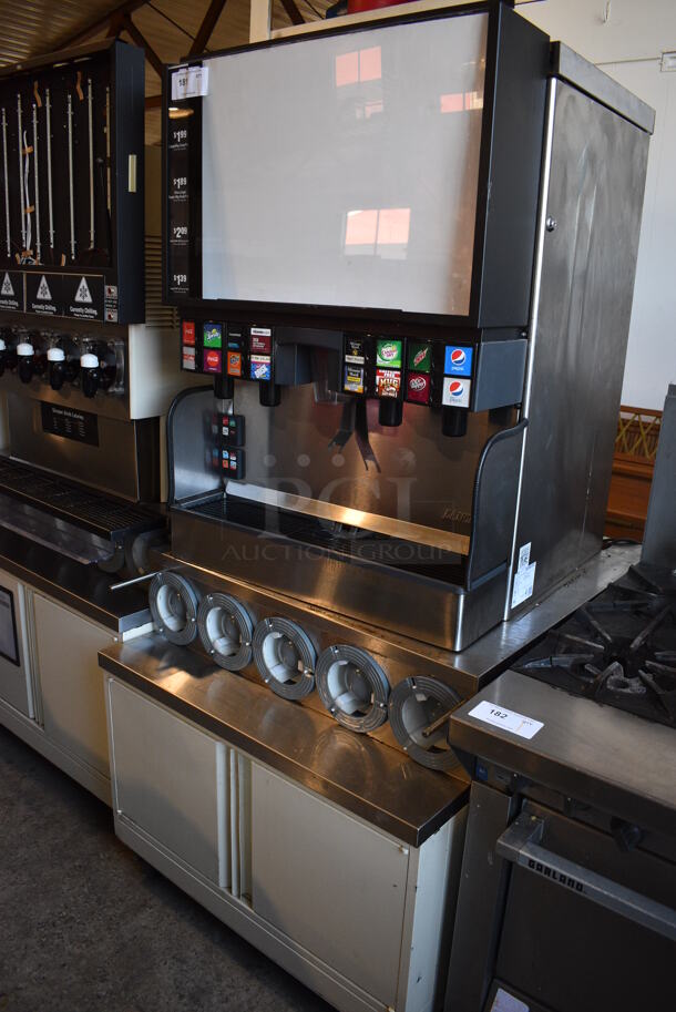 2017 Lancer Model FS30 Stainless Steel Commercial Countertop 16 Flavor Carbonated Beverage Machine on Stainless Steel Soda Station w/ 5 Cup Dispensers and 2 Doors. 115 Volts, 1 Phase. 36x43x75 - Image 3 of 8