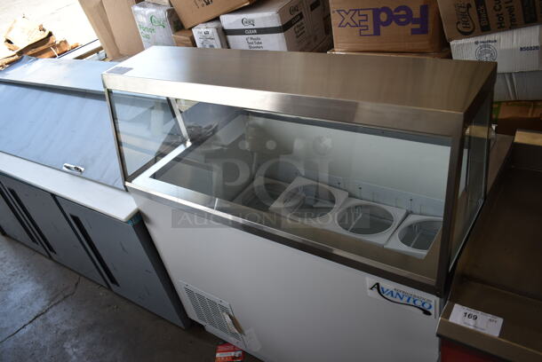 BRAND NEW SCRATCH AND DENT! 2023 Avantco 178CPW47HC Stainless Steel Commercial Ice Cream Dipping Cabinet w/ Ice Cream Tub Collars. 115 Volts, 1 Phase. Tested and Working! - Image 8 of 9