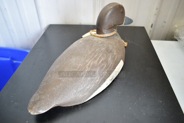 VINTAGE Hand Carved Bluebill Hen Duck Decoy. From Thousand Islands Region in New York. Original Tack Eyes. Original Paint. Approximately 100 Years Old. - Image 4 of 7