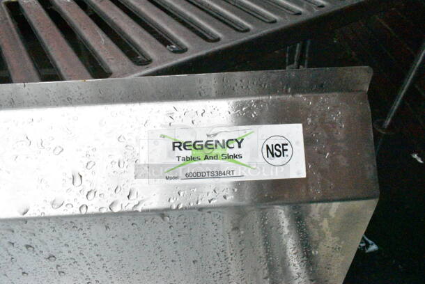 BRAND NEW SCRATCH AND DENT! Regency 600DDTS384RT 16-Gauge 7' Soiled / Dirty Dish Table with 3-Compartment Sink - 16" x 20" x 14" Bowls - Right Drainboard. No Legs.  - Image 9 of 9