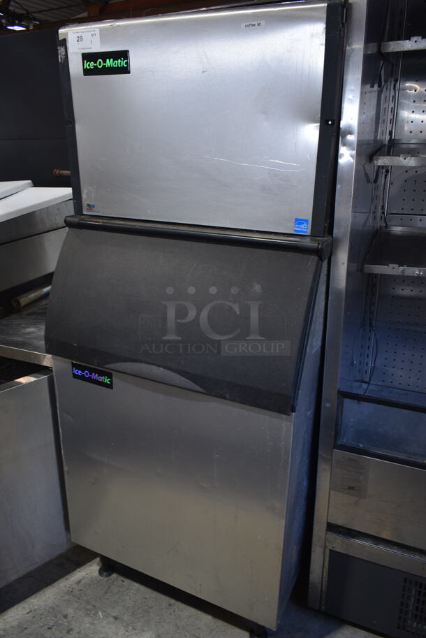 2015 Ice-O-Matic ICE0400HA5 Stainless Steel Commercial Ice Head on Commercial Ice Bin. 115 Volts, 1 Phase.