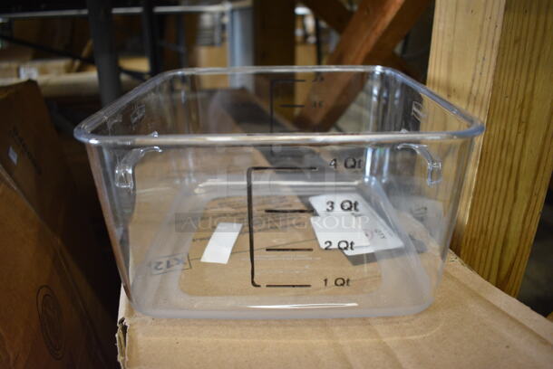 24 BRAND NEW IN BOX! Rubbermaid Clear Poly 4 Quart Containers. 9x8.5x5. 24 Times Your Bid!