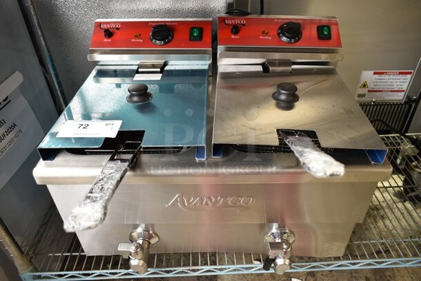 BRAND NEW SCRATCH AND DENT! 2023 Avantco F202 30 lb. Dual Tank Medium-Duty Electric Countertop Fryer. 208/240 Volts, 1 Phase.  - Image 2 of 7