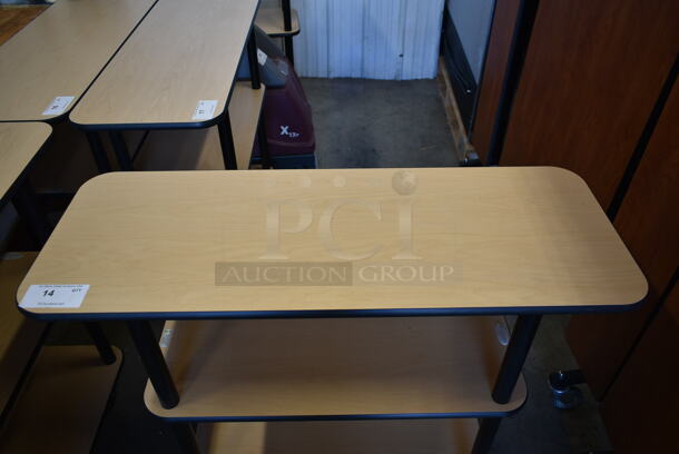 BRAND NEW SCRATCH AND DENT! Wood Pattern 3 Tier Cart / Table on Commercial Casters. Stock Picture - Cosmetic Condition May Vary.  - Image 3 of 6