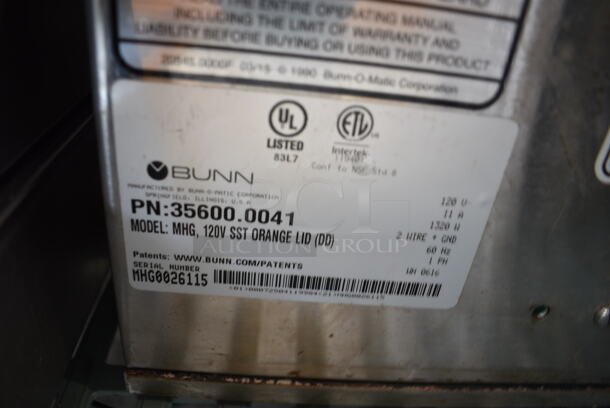 2016 Bunn MHG Stainless Steel Commercial Countertop Coffee Bean Grinder Base. No Hoppers. 120 Volts, 1 Phase. Tested and Powers On - Image 4 of 4