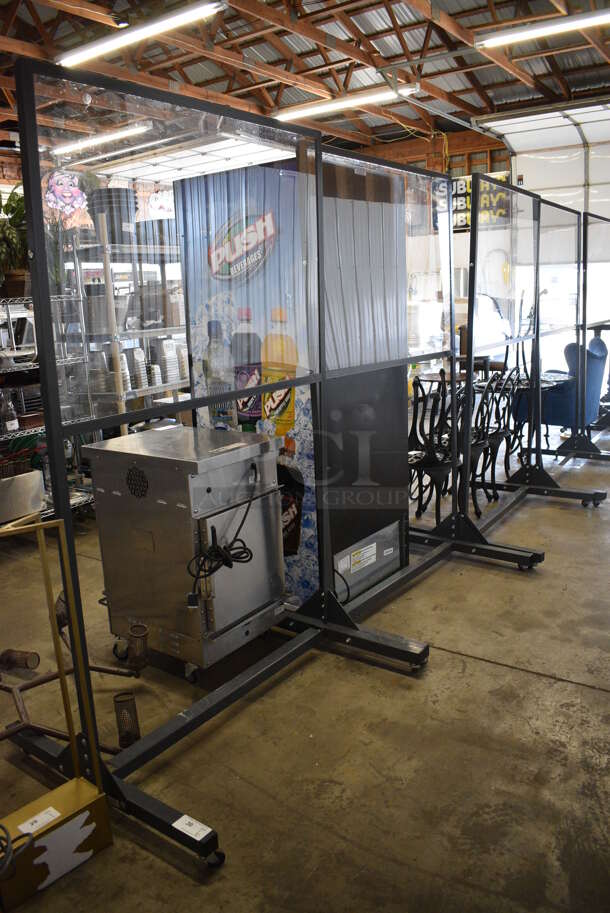6 Gray Metal Floor Style Portable Separator Wall Sneeze Guard on Commercial Casters. 48x36x80.5. 6 Times Your Bid! - Image 1 of 4
