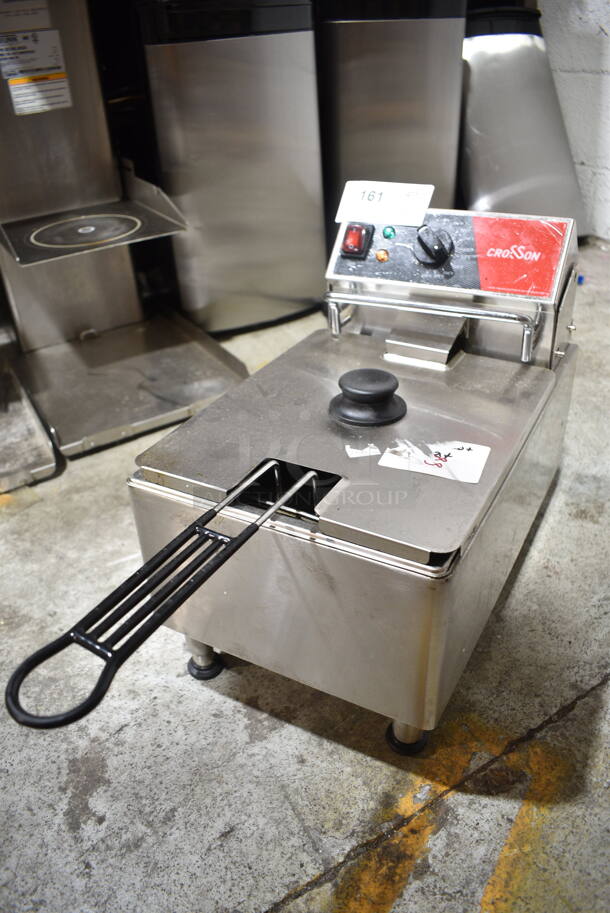 2023 Crosson CF-13 Stainless Steel Commercial Countertop Electric Powered Single Bay Fryer w/ Metal Fry Basket and Lid. 120 Volts, 1 Phase. - Image 3 of 6