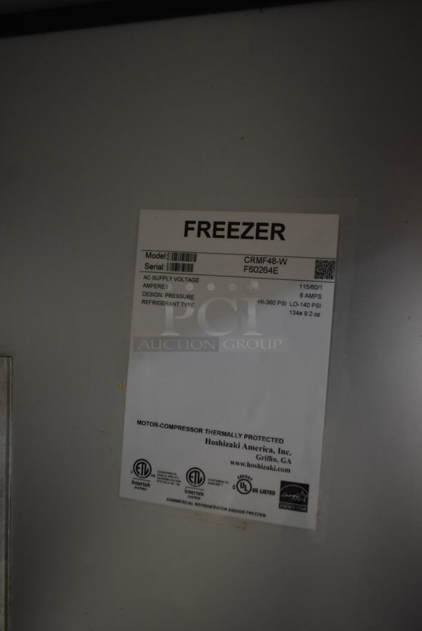 Hoshizaki CRMF48-W Stainless Steel Commercial 2 Door Work Top Freezer w/ Back Splash on Commercial Casters. Tested and Working! - Image 7 of 7