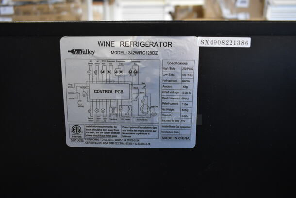 BRAND NEW SCRATCH AND DENT! AvaValley WRC-128-DZ Stainless Steel Single Door Rach In Dual Temperature Full Glass Door Commercial Wine Cooler Merchandiser. 120 Volts, 1 Phase. Tested and Working! - Image 5 of 5