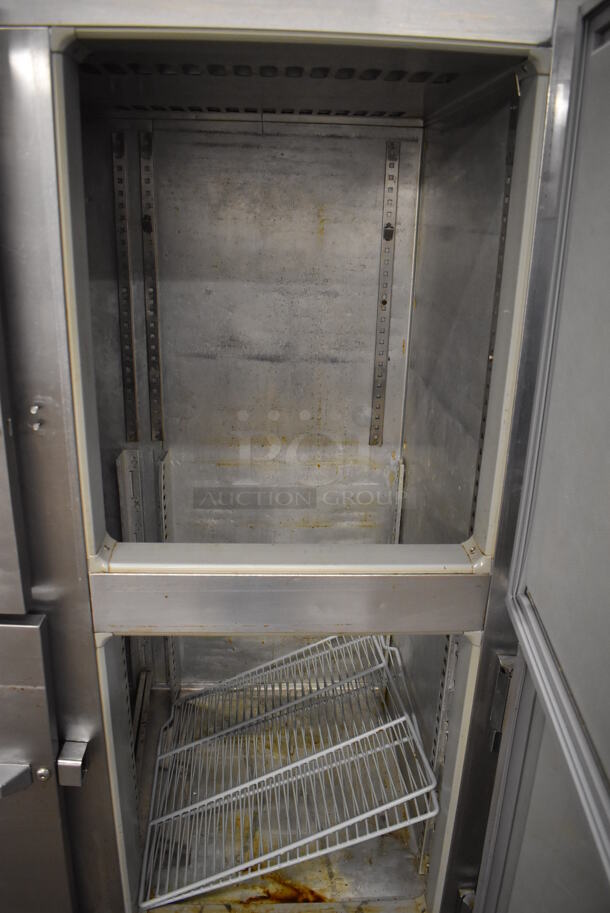 Victory Stainless Steel Commercial 4 Half Size Door Reach In Cooler w/ Poly Coated Racks on Commercial Casters. 52x36x84. Tested and Powers On But Does Not Get Cold - Image 7 of 8