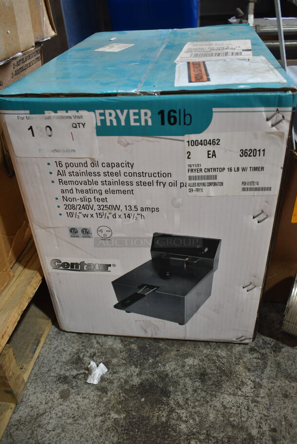 2 BRAND NEW SCRATCH AND DENT! Centaur CEN-FRY16 Stainless Steel  Countertop Electric Fryer w/ Basket and Lid. 208/240 Volts, 1 Phase. 2 Times Your Bid! - Image 2 of 4