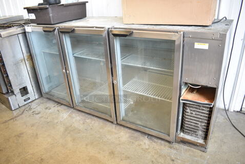Beverage Air BB72GY-1-S Stainless Steel Commercial 3 Door Back Bar Cooler Merchandiser. 115 Volts, 1 Phase. Tested and Working!