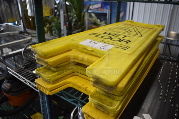 6 Various Yellow Poly Wet Floor Caution Signs. Includes 11x1x24. 6 Times Your Bid!